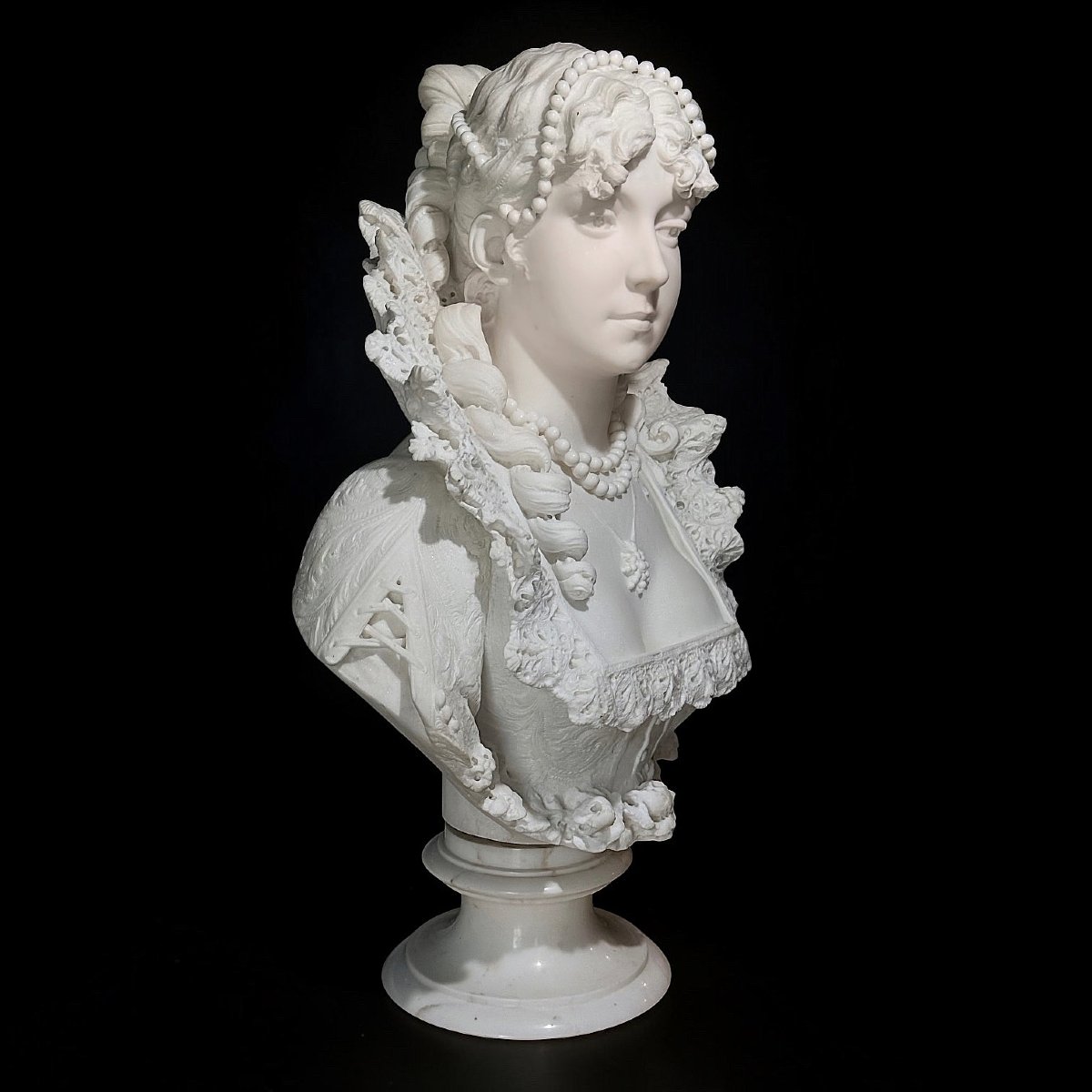 BUSTO ESCLUSIVO DI MARIA DE' MEDICI, REGINA DI FRANCIA dal Museo Peter Kaus, Marmo Carrara -photo-3