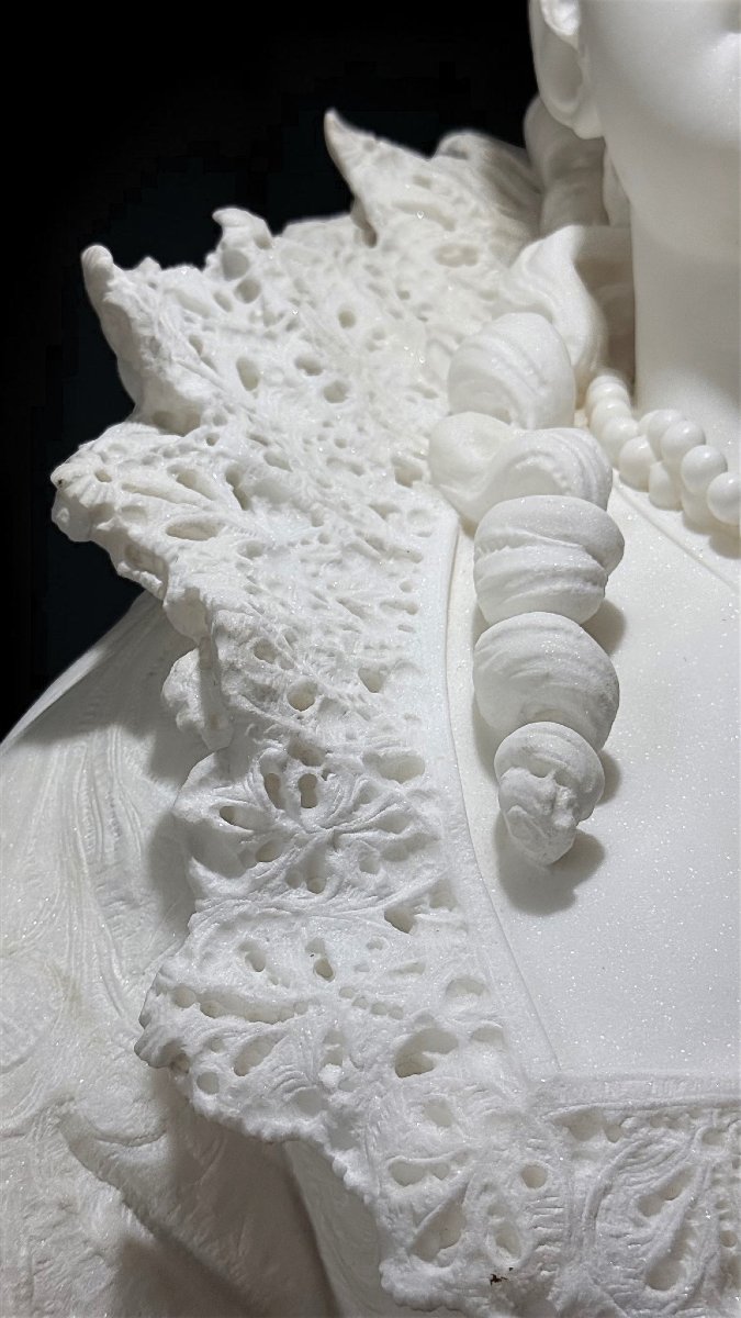 BUSTO ESCLUSIVO DI MARIA DE' MEDICI, REGINA DI FRANCIA dal Museo Peter Kaus, Marmo Carrara -photo-7