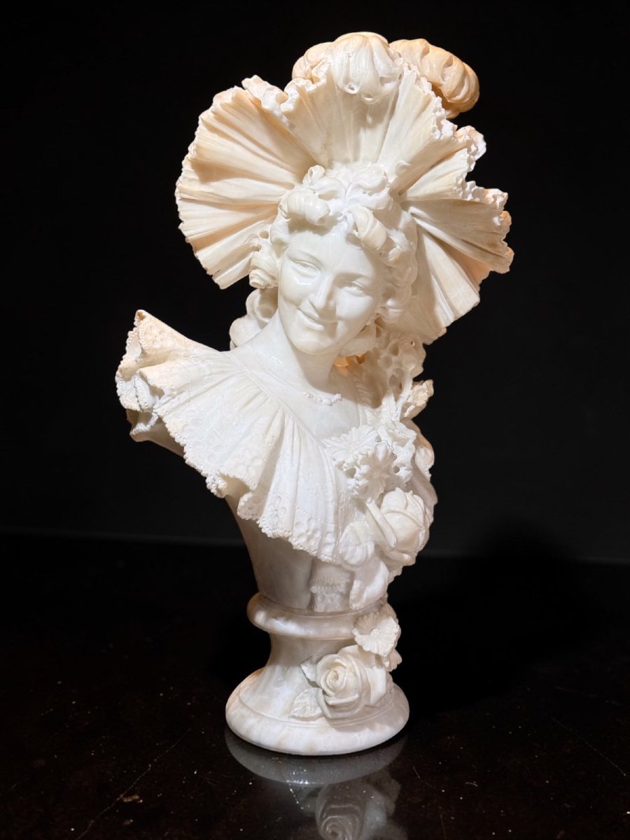 Busto raffigurante una giovane fanciulla sorridente con dedica d'amore sul retro-photo-3