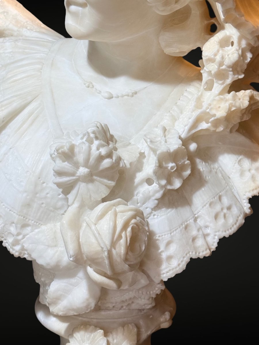 Busto raffigurante una giovane fanciulla sorridente con dedica d'amore sul retro-photo-4