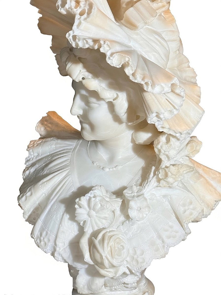 Busto raffigurante una giovane fanciulla sorridente con dedica d'amore sul retro-photo-5