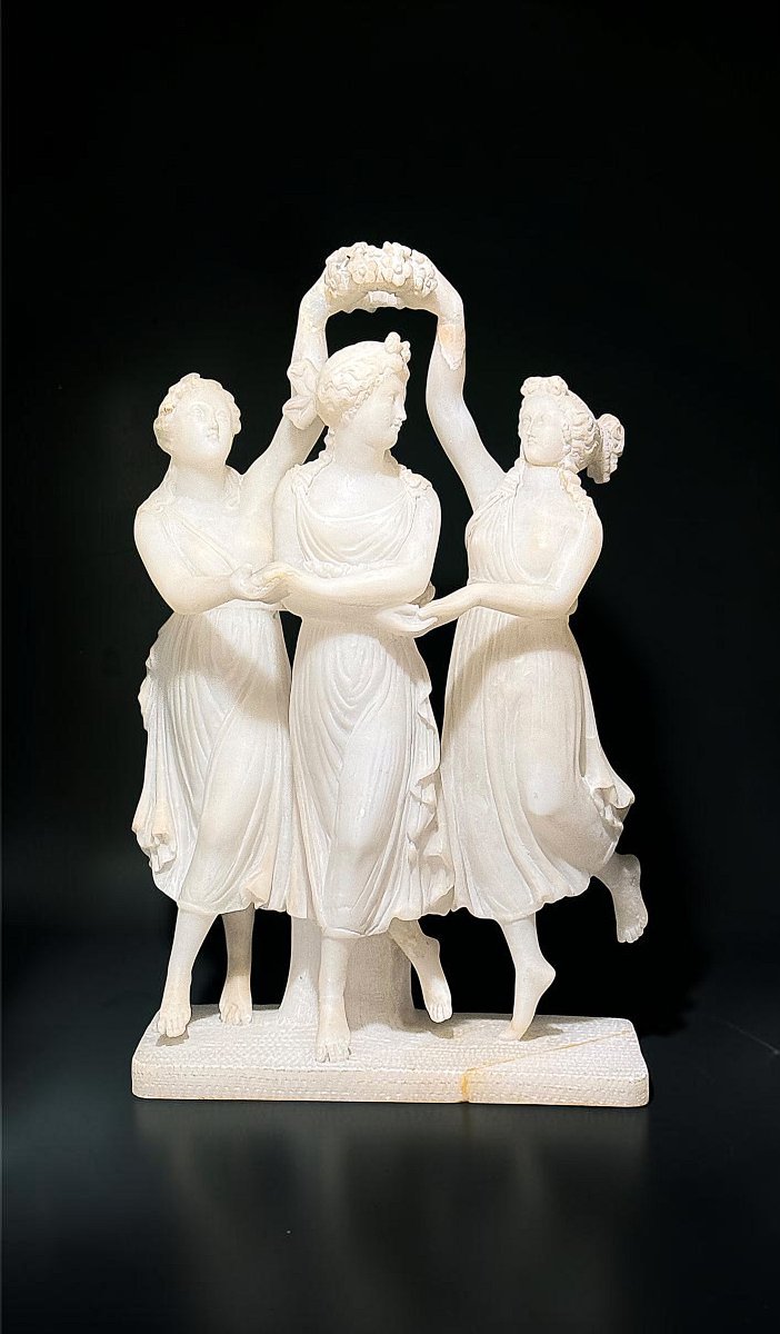 Scultura neoclassica raffigurante Le Tre Grazie (o Cariti) della mitologia greca-photo-3