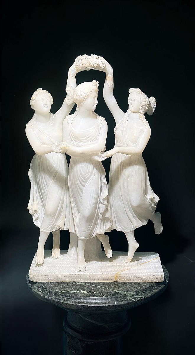 Scultura neoclassica raffigurante Le Tre Grazie (o Cariti) della mitologia greca-photo-8