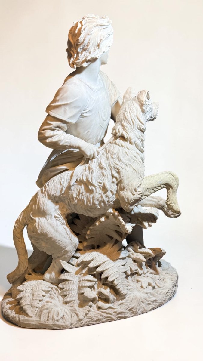 Statua raffigurante il giovane Romilly (1863) Giovane Fanciullo con Cane in Marmo Carrara -photo-4