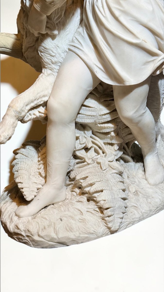 Statua raffigurante il giovane Romilly (1863) Giovane Fanciullo con Cane in Marmo Carrara -photo-5