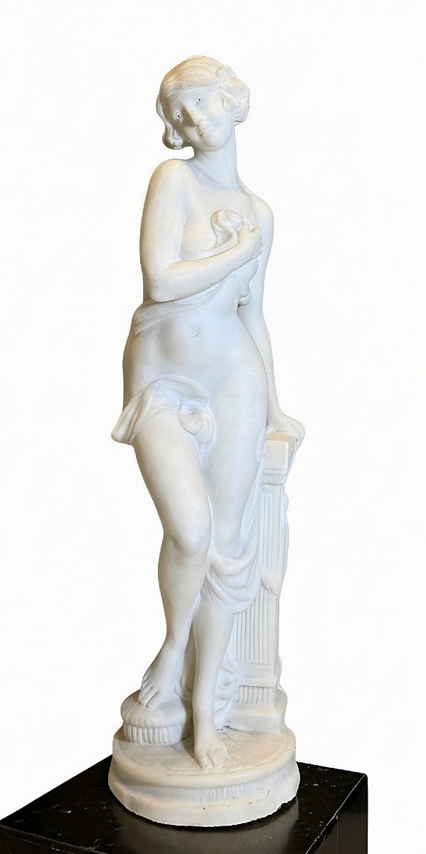 Statua raffigurante una giovane fanciulla nuda in Marmo Bianco Statuario di Carrara -photo-2