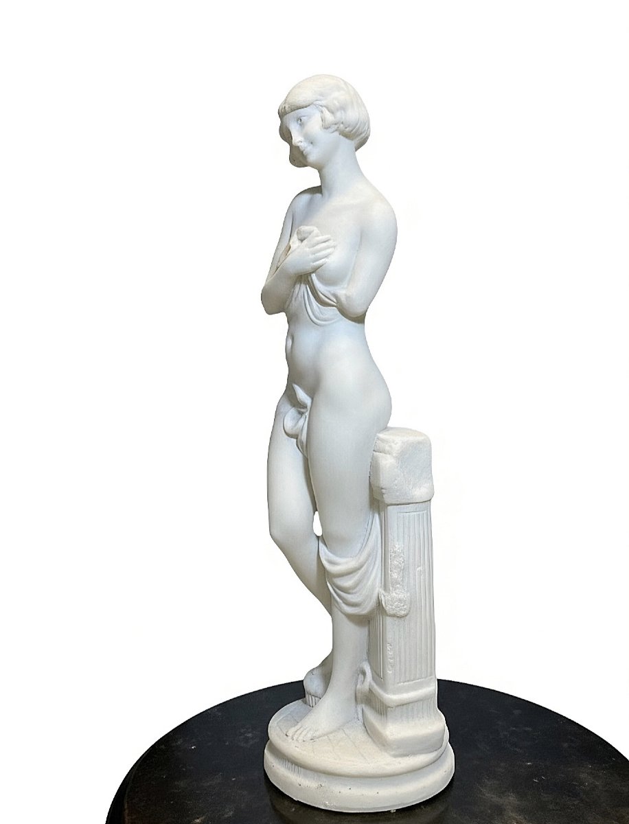 Statua raffigurante una giovane fanciulla nuda in Marmo Bianco Statuario di Carrara -photo-3