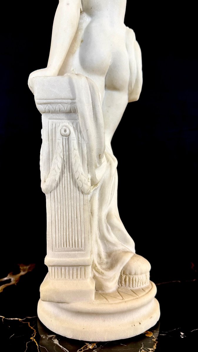 Statua raffigurante una giovane fanciulla nuda in Marmo Bianco Statuario di Carrara -photo-3