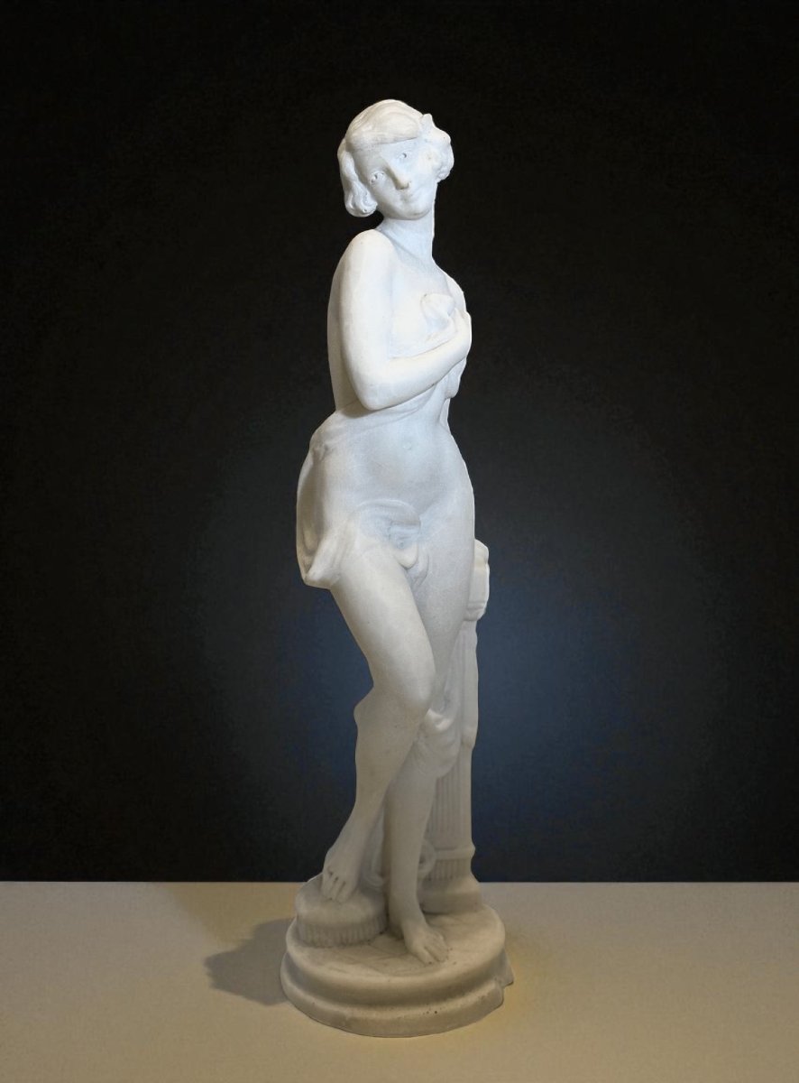 Statua raffigurante una giovane fanciulla nuda in Marmo Bianco Statuario di Carrara -photo-6