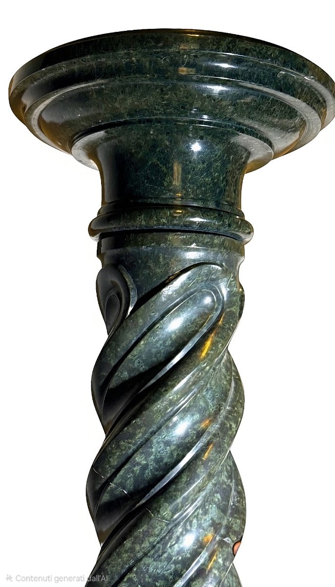 Colonna/Capitello a Torcione in Marmo Verde -photo-3