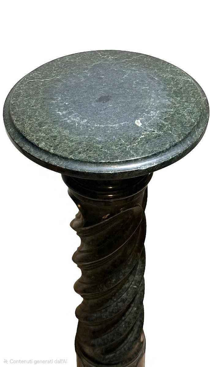 Colonna/Capitello a Torcione in Marmo Verde -photo-4