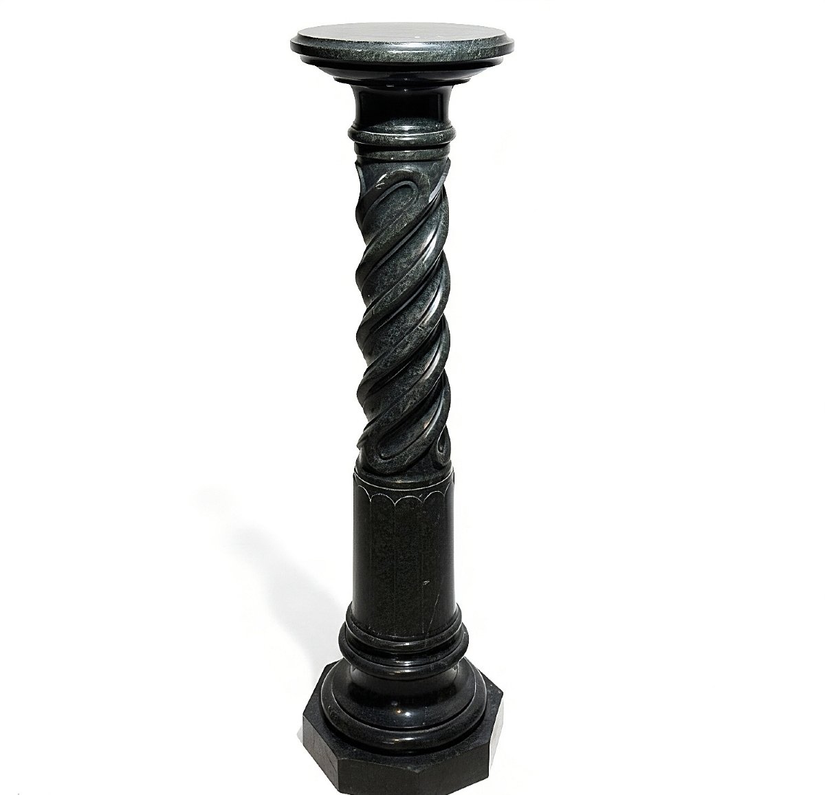 Colonna/Capitello a Torcione in Marmo Verde 