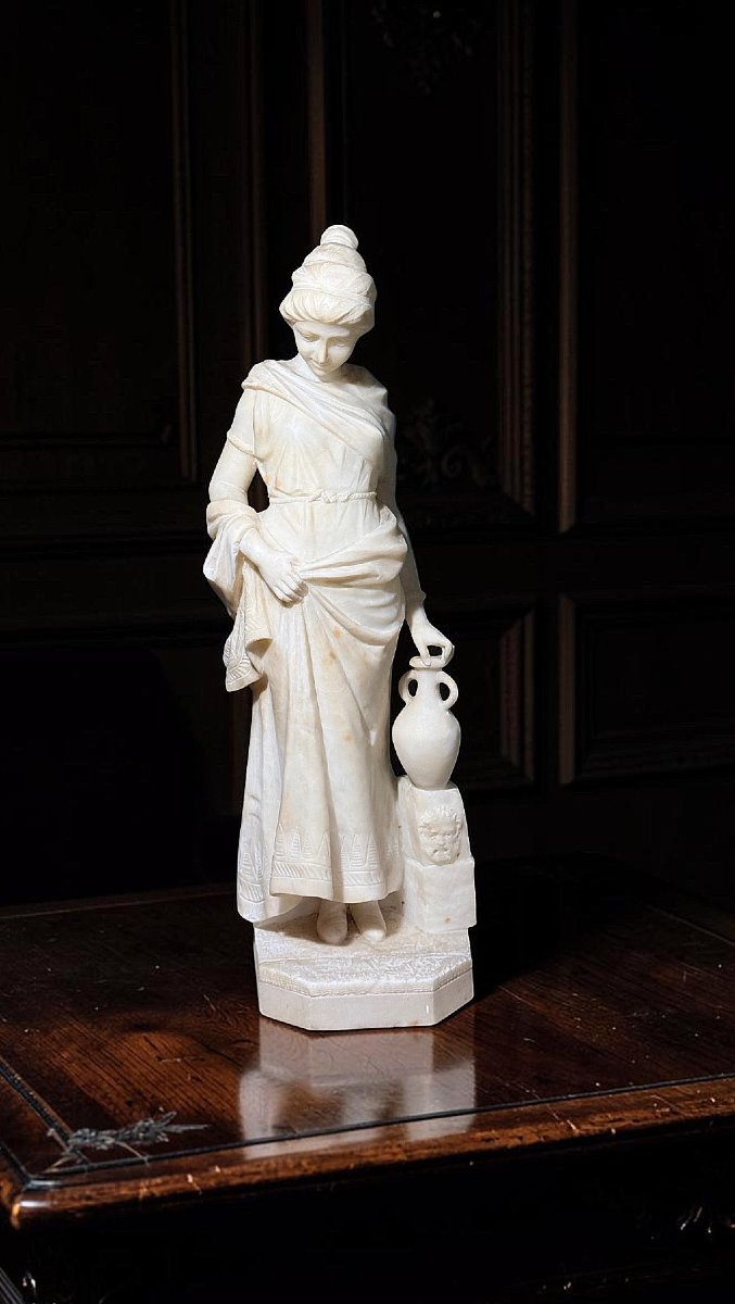 Statua fanciulla neoclassica con brocca in mano -photo-3
