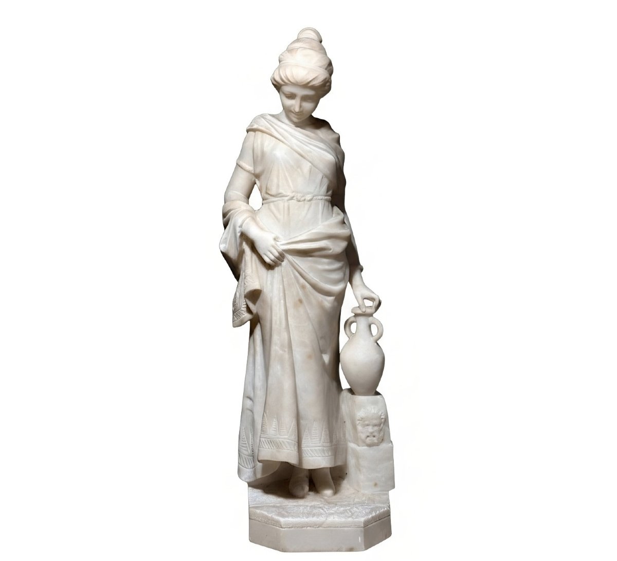 Statua fanciulla neoclassica con brocca in mano 