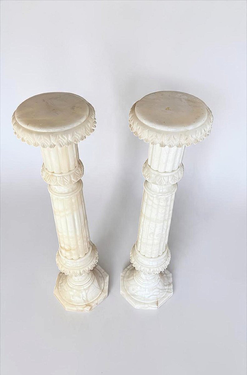 Coppia di Colonne in Marmo Bianco di Carrara -photo-2