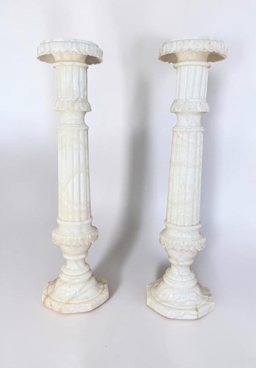 Coppia di Colonne in Marmo Bianco di Carrara -photo-4
