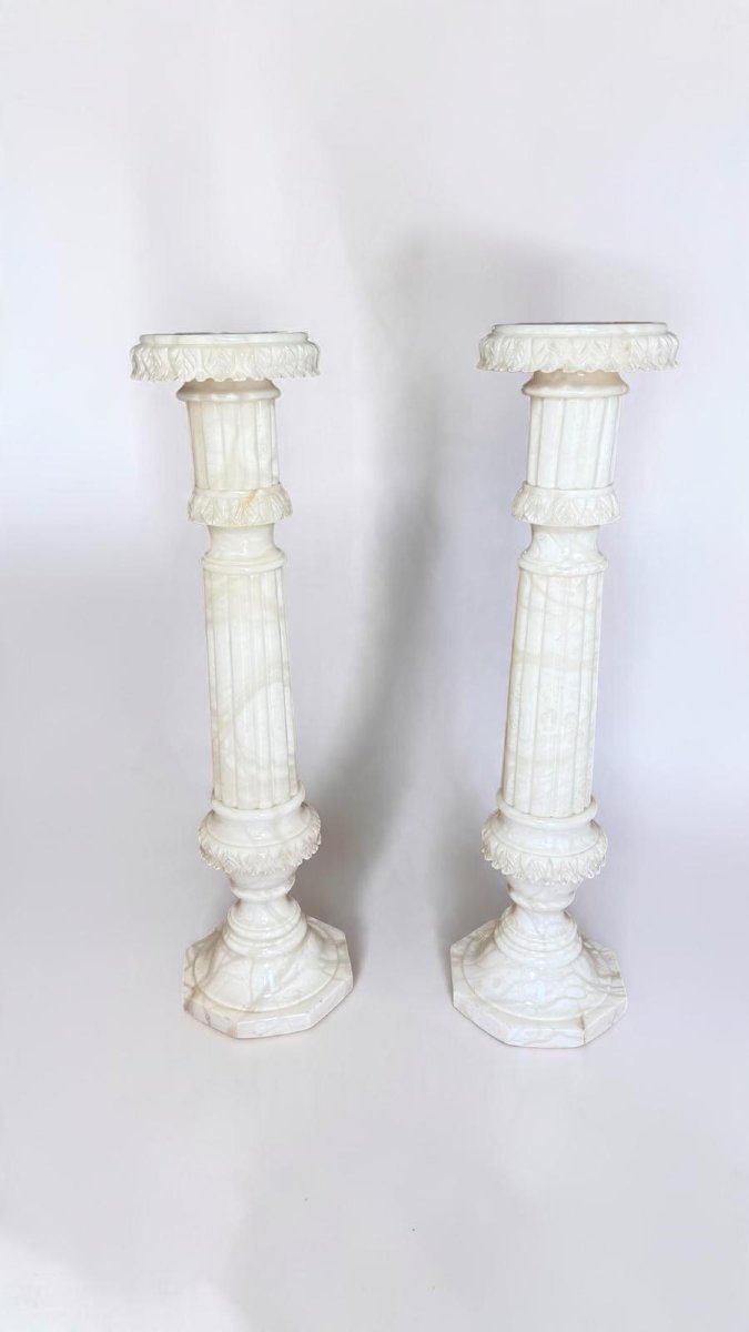 Coppia di Colonne in Marmo Bianco di Carrara -photo-8