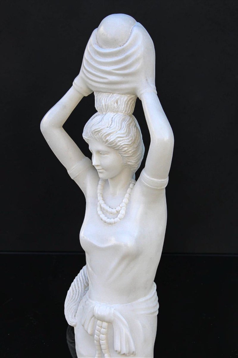 Statua fanciulla con brocca in Marmo Bianco -photo-1