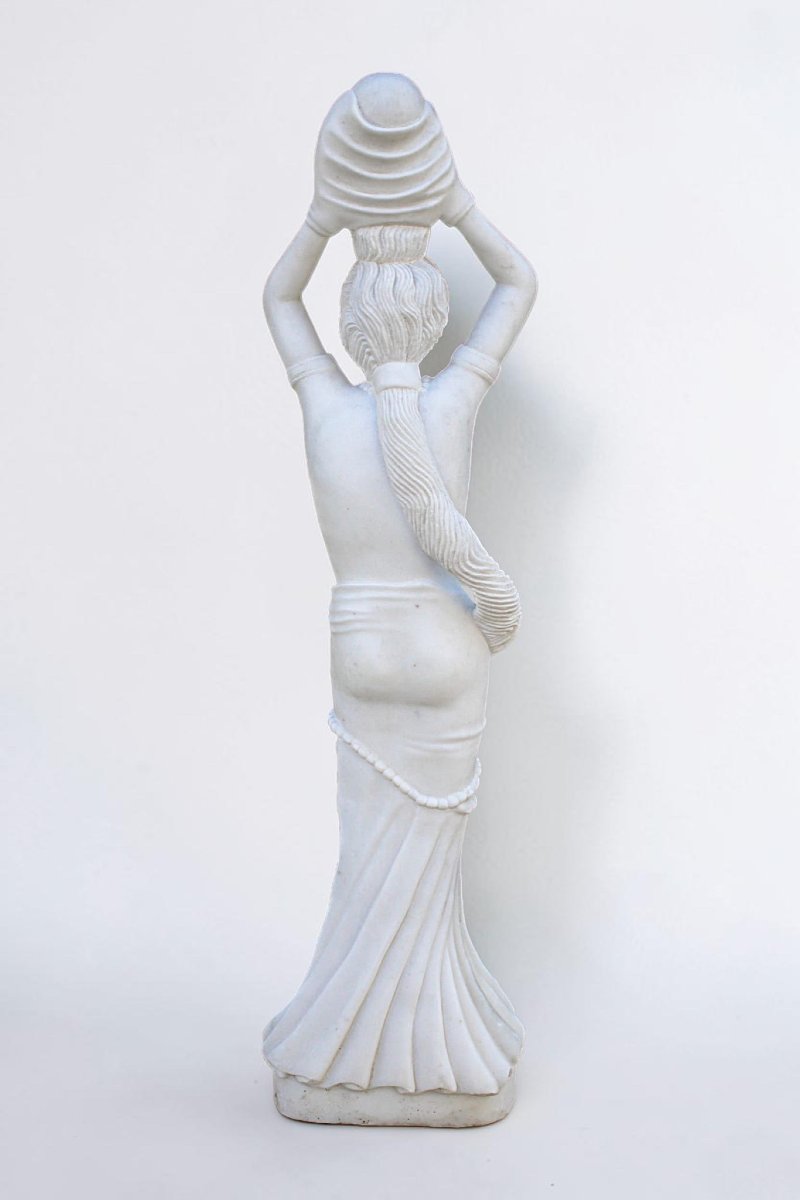 Statua fanciulla con brocca in Marmo Bianco -photo-2