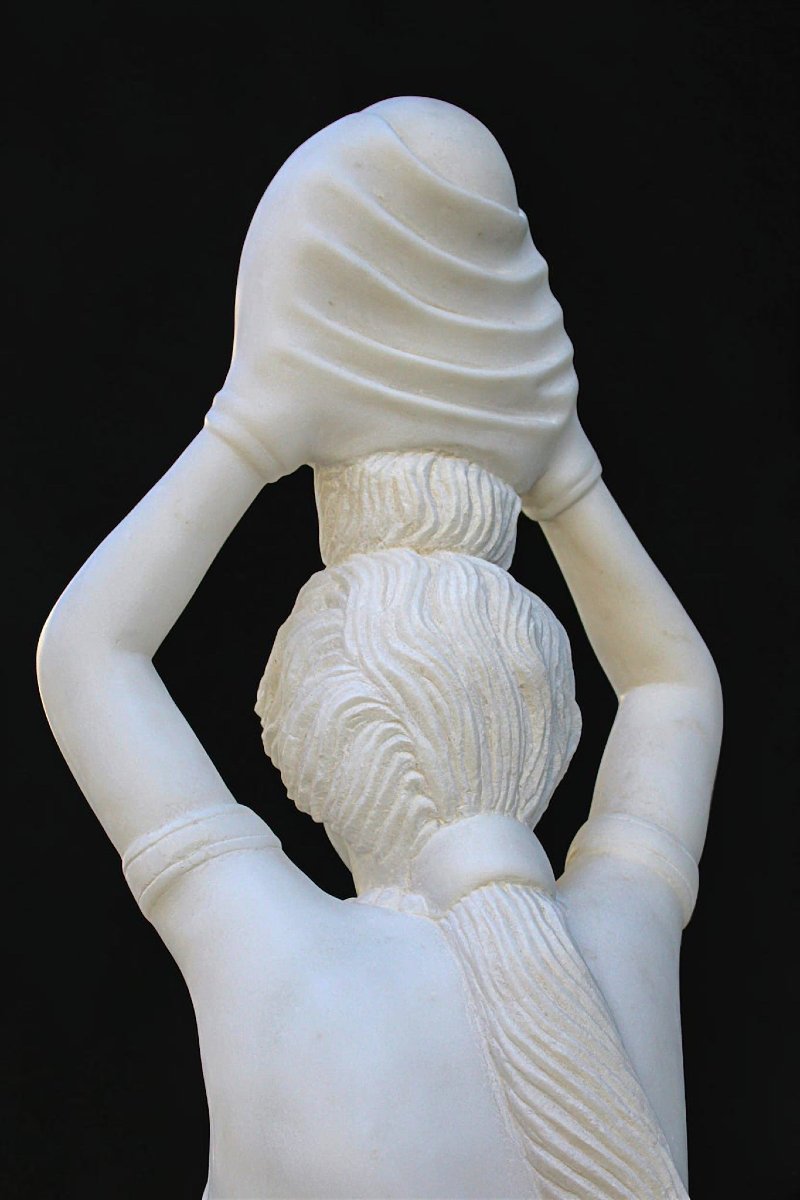 Statua fanciulla con brocca in Marmo Bianco -photo-5