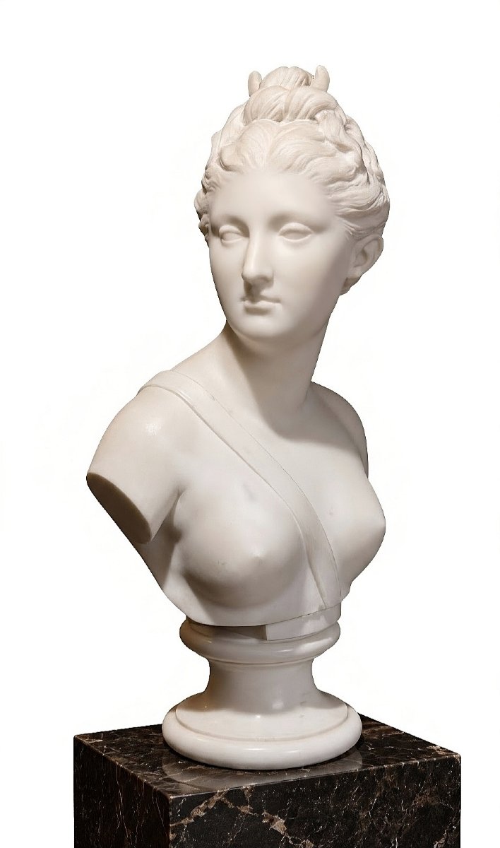 Busto raffigurante dea Artemide in Marmo Bianco Statuario di Carrara, Jean-Antoine Houdon 1741-photo-2