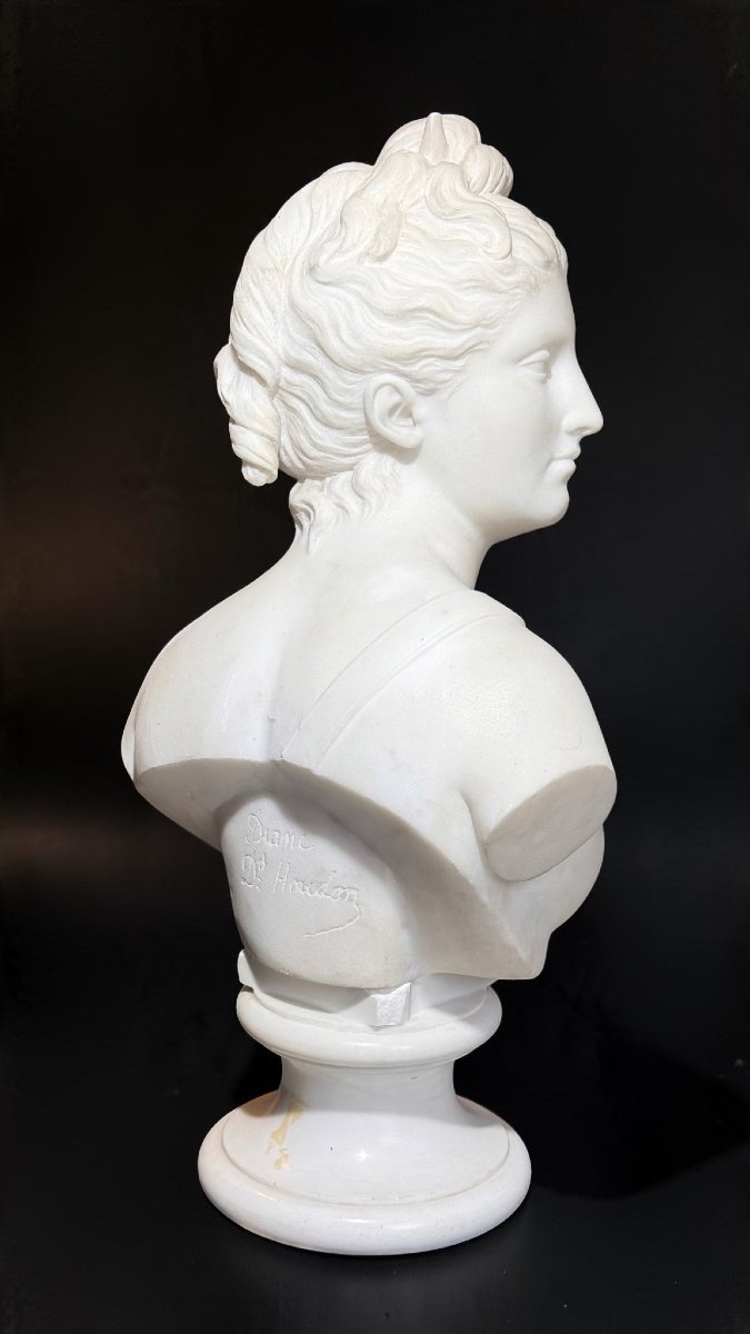 Busto raffigurante dea Artemide in Marmo Bianco Statuario di Carrara, Jean-Antoine Houdon 1741-photo-3