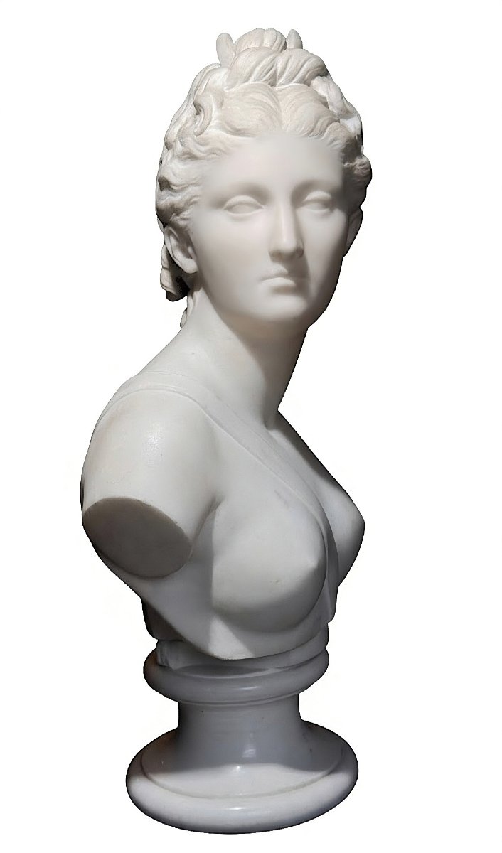 Busto raffigurante dea Artemide in Marmo Bianco Statuario di Carrara, Jean-Antoine Houdon 1741-photo-5