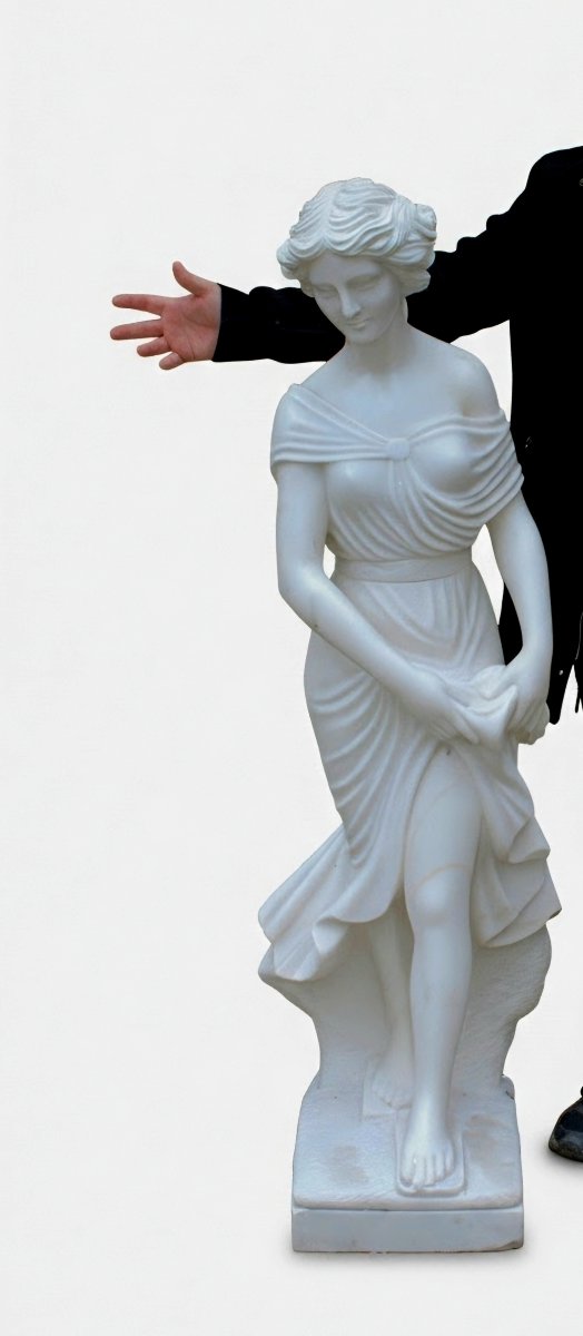 Statua raffigurante una giovane fanciulla in Marmo Bianco Carrara -photo-5