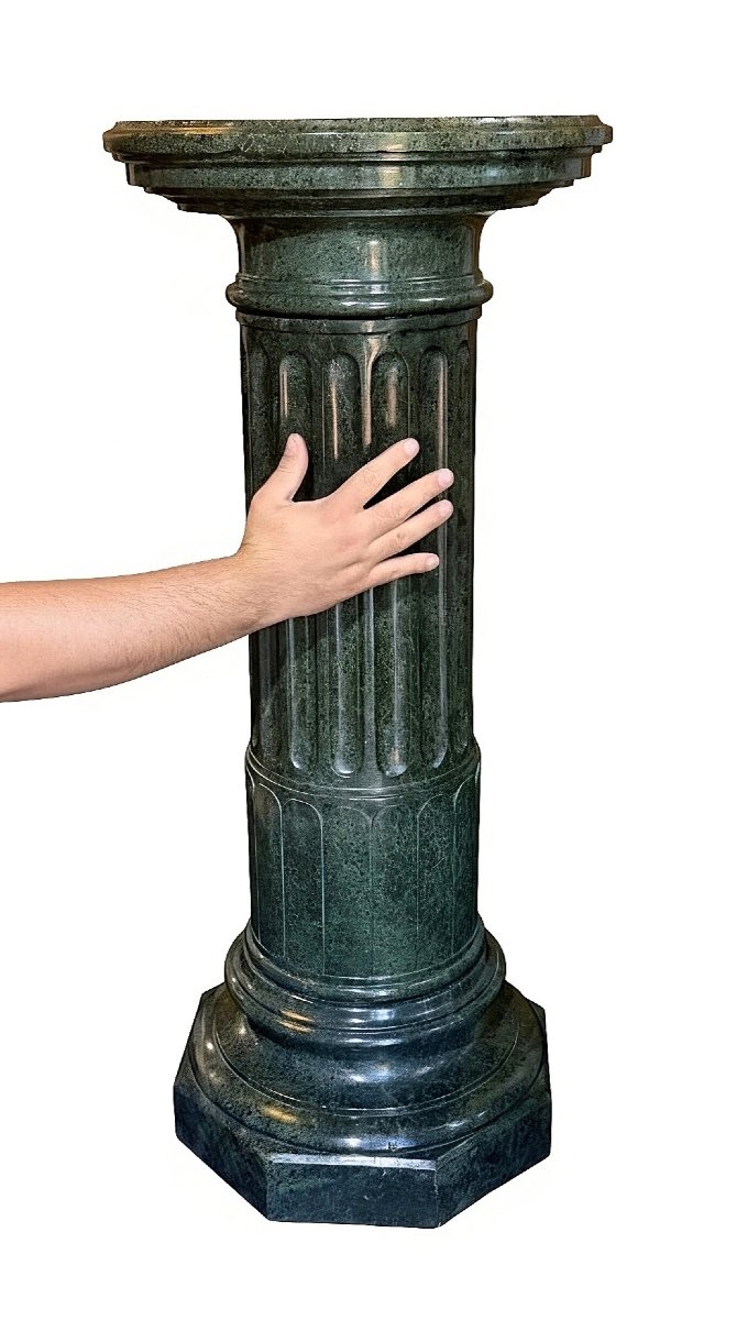 Grande Colonna in Marmo Serpentino Alpi Verde-photo-2