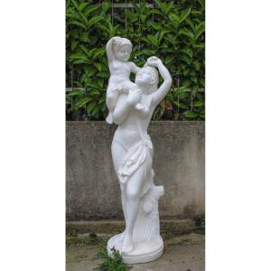 Statua Dama con Bambino Marmo 