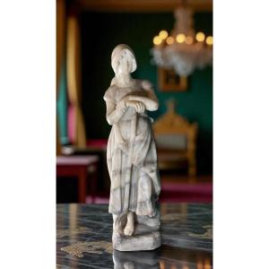 Statua Contadina Marmo Bianco statuario di Carrara e Marmo Arabescato 