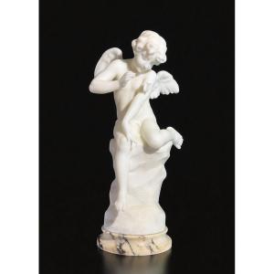 Statua Angioletto che gioca con Farfalla, Marmo Bianco Statuario di Carrara, Guglielmo Pugi 