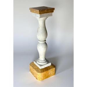 Colonna/Capitello Architettonico in Marmo Bianco Carrara e Giallo Siena 