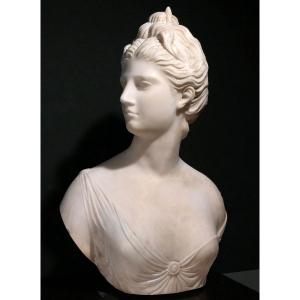 Busto Dea Artemide, dopo Jean-Antoine Houdon, Marmo Bianco statuario di Carrara 