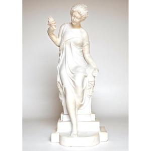 Statua raffigurante una giovane fanciulla classica, Marmo Bianco statuario di Carrara 