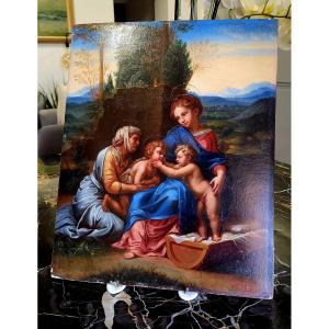 Dipinto Antico Maternità da Raffaello XVIII° 