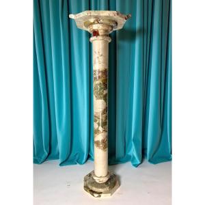 Colonna in Marmo Rosso e Bianco