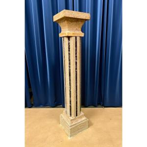 Colonna in Marmo Travertino e Marmo Nero 