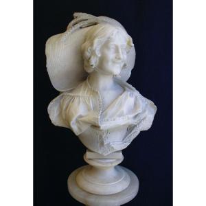 Busto raffigurante Fanciulla con Cappello, Marmo 