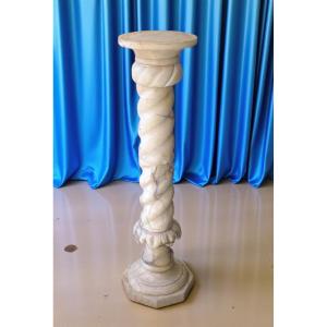 Colonna/Capitello Architettonico ritorto in Bianco Statuario di Carrara