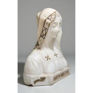 Busto giovane Madonnina in Marmo bianco statuario di Carrara 