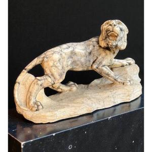 Tigre Ruggente scolpita a mano in Marmo Arabescato 