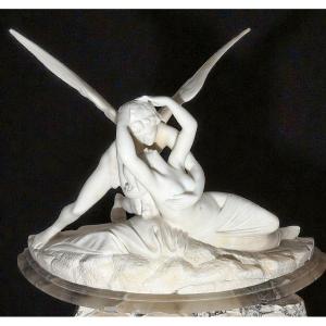 Gruppo scultoreo raffigurante Amore e Psiche, da Canova, Marmo Bianco Carrara 