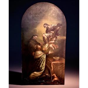 Dipinto antico raffigurante Cristo che appare al Re di Francia XVIII