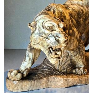 Tigre Ruggente scolpita a mano Marmo
