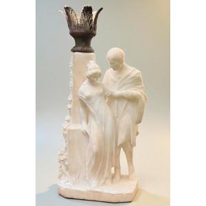 Coppia di Fanciulli Innamorati Marmo e Bronzo 