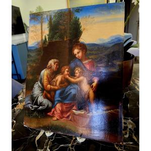 Dipinto antico del XVIII secolo Piccola maternità