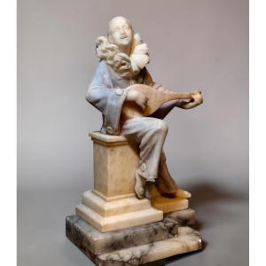 Statua raffigurante Pierrot in Marmo, scultore Currini 