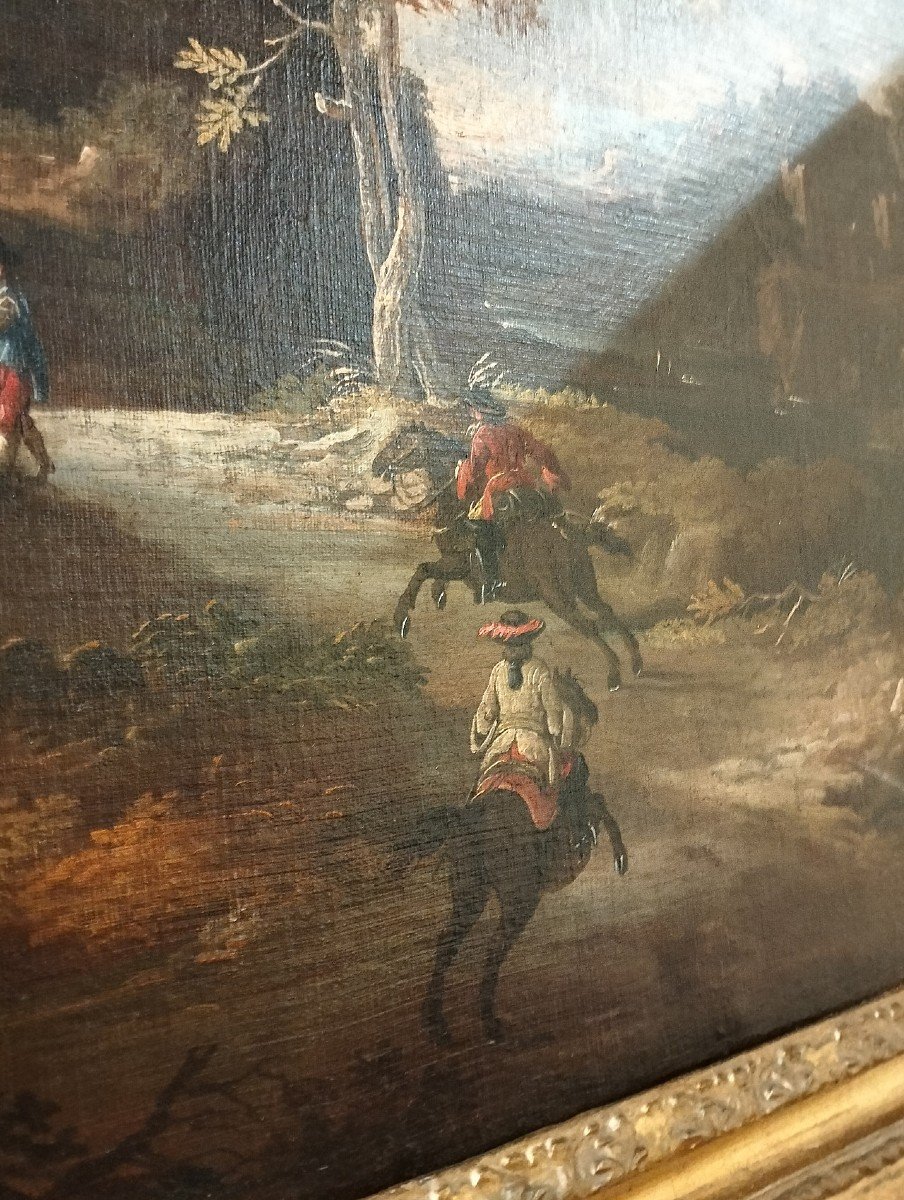 Dipinto raffigurante scena di caccia del 1700-photo-2