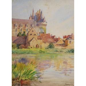André Alfred Debergue, View Of The Château De Durtal In Anjou